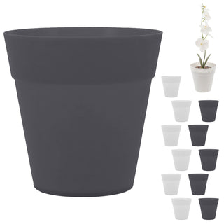 Übertopf 6er Set Kunststoff 15x18cm weiß anthrazit Blumentopf Pflanztopf Topf für Blumen Kräuter Pflanzen