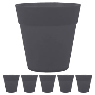Übertopf 6er Set Kunststoff 15x18cm weiß anthrazit Blumentopf Pflanztopf Topf für Blumen Kräuter Pflanzen