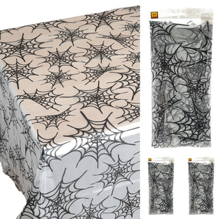Tischdecke Halloween 4er Set Kunststoff 140x270cm Spinnennetz Kürbisgesicht Tischauflage Plastikdecke