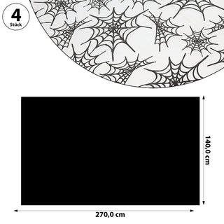 Tischdecke Halloween 4er Set Kunststoff 140x270cm Spinnennetz Kürbisgesicht Tischauflage Plastikdecke