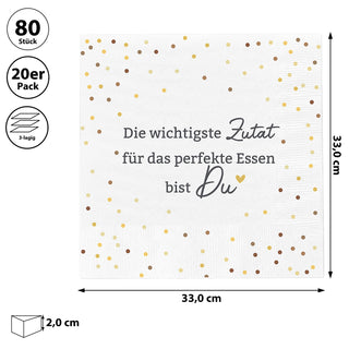 Servietten 'Schlaraffenland' 80er Set 33x33cm 3-lagig Papierserviette grau rosa weiß schwarz stoffähnlich Tuch Tischdeko