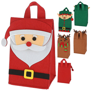 Geschenktasche 3er Set mit Henkel Weihnachten Filz 35x58x18cm Santa Elf Rentier Geschenkverpackung Motivtasche Filztasche
